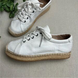 J. Jill White Canvas Lace Up Sneakers Espadrille Jute Wrap Women’s Size 8.5